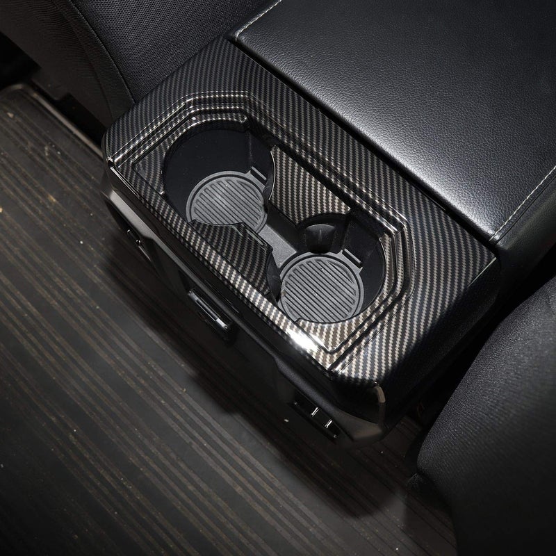 Keptrim for F150 ABS Carbon Fiber Gear Armrest Rear Cup Holder Trim for 2015 2016 2017 2018 2019 F150, for 2017 2018 F250 F350,1PC - Image 2